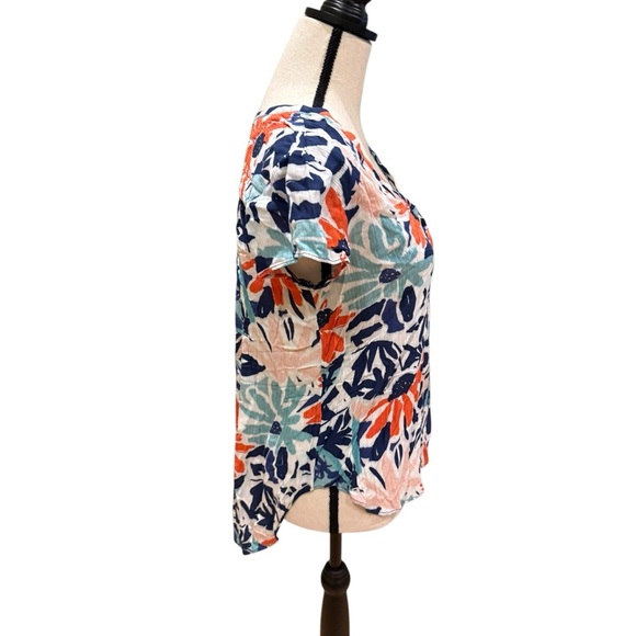 Nic + Zoe Tropical Patchwork Top in Aqua Multi Size XS - Picture 11 of 15